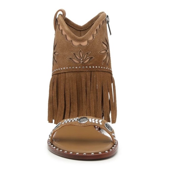 NEW Ash Leather Paquito Sandals Sz EU 38 US 8 ANTILOPE/SKIN Western Fringe - Picture 3 of 13
